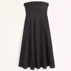 Abercrombie Black Strapless Linen Blend Midi Dress